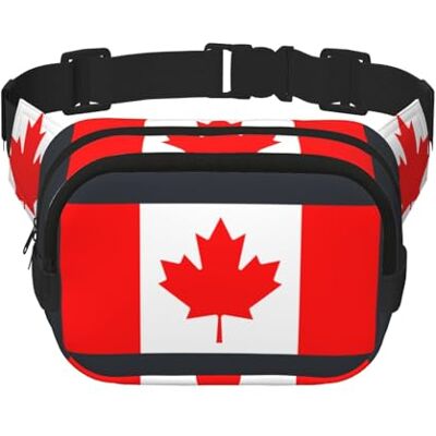 YQxwJL Sac banane pour femme avec imprimé drapeau canadien, sac banane pour voyage, course à pied, chasse pour adulte, noir, One Size YQxwJL Sac banane pour femme avec imprimé drapeau canadien, sac banane pour voyage, course à pied, chasse pour adulte, noir, One Size