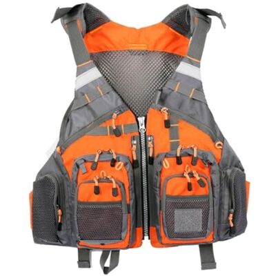 XNEOPP Gilet de pêche à la mouche Réglable Ripstop Respirant Multi-Poches pour Rivière Ruisseau Truite Kayak Pêche Plein Air(Orange) XNEOPP Gilet de pêche à la mouche Réglable Ripstop Respirant Multi-Poches pour Rivière Ruisseau Truite Kayak Pêche Plein Air(Orange)