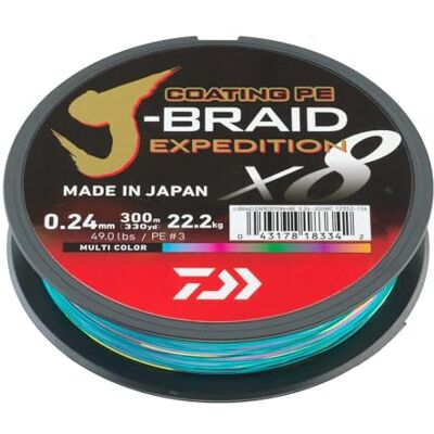 Daiwa J-Braid Expedition X8E Fil de pêche tressé Multicolore 300 m Daiwa J-Braid Expedition X8E Fil de pêche tressé Multicolore 300 m