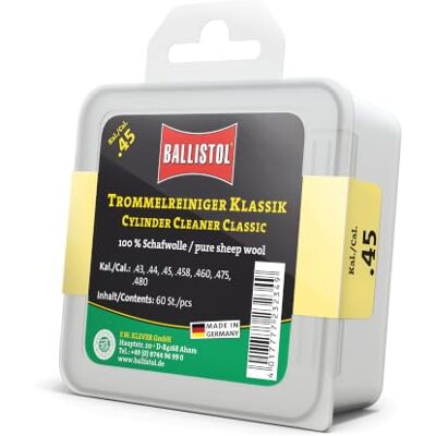 Ballistol 23234 Lot de 60 nettoyants classiques pour tambour d'armes calibre .45 100% laine de mouton Ballistol 23234 Lot de 60 nettoyants classiques pour tambour d'armes calibre .45 100% laine de mouton