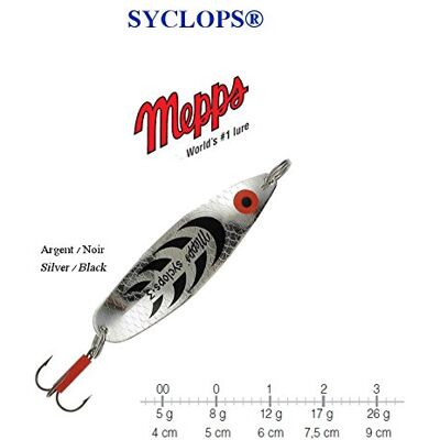 Mepps SYCLOPS Large Choix de Poids et Couleurs (Argent/Noir, 2/17 g / 7,5 cm) Mepps SYCLOPS Large Choix de Poids et Couleurs (Argent/Noir, 2/17 g / 7,5 cm)