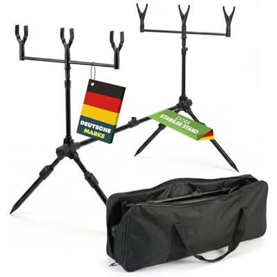 Stayins Support de cannes Rod Pod avec trépied support pour 3 cannes à pêche sac de transport inclus accessoires de pêche pêche à la carpe Stayins Support de cannes Rod Pod avec trépied support pour 3 cannes à pêche sac de transport inclus accessoires de pêche pêche à la carpe