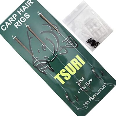 TSURI Bas de Ligne Peche Carpe fluorocarbone hameçon Taille 4 Montage Complet Materiel bouillette Plomb (30 Bas DE Lignes) TSURI Bas de Ligne Peche Carpe fluorocarbone hameçon Taille 4 Montage Complet Materiel bouillette Plomb (30 Bas DE Lignes)