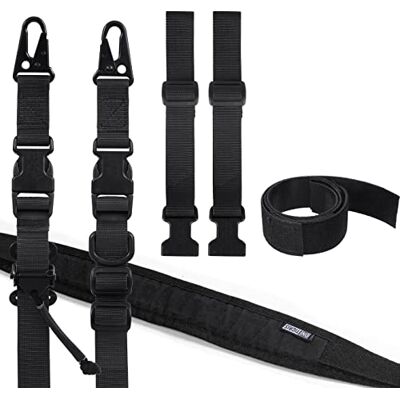 OneTigris Sangle de fusil à 2 points, sangle de manivelle de 2,5 cm de large avec mousqueton interchangeable de style HK, longueur réglable de 117-172 cm OneTigris Sangle de fusil à 2 points, sangle de manivelle de 2,5 cm de large avec mousqueton interchangeable de style HK, longueur réglable de 117-172 cm