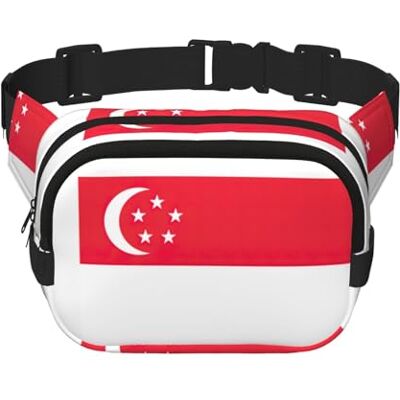 YQxwJL Sac banane pour femme avec imprimé drapeau de Singapour Sac banane pour voyage, course à pied, chasse pour adulte, noir, One Size YQxwJL Sac banane pour femme avec imprimé drapeau de Singapour Sac banane pour voyage, course à pied, chasse pour adulte, noir, One Size