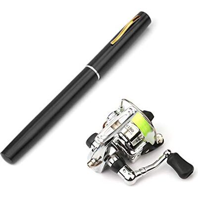 Lixada Canne à pêche pliable, mini stylo, canne à pêche télescopique, moulinet combiné, canne à pêche de poche Lixada Canne à pêche pliable, mini stylo, canne à pêche télescopique, moulinet combiné, canne à pêche de poche