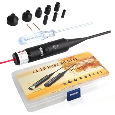 PORFOYO Bore Sighter Kit de visée de perçage calibre .177 à .50 avec boîte de transport légère, boresight, noir, mat, alliage d'aluminium de haute qualité, collimateur boresight à point rouge pour calibrage PORFOYO Bore Sighter Kit de visée de perçage calibre .177 à .50 avec boîte de transport légère, boresight, noir, mat, alliage d'aluminium de haute qualité, collimateur boresight à point rouge pour calibrage