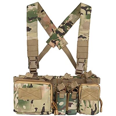 Huenco Gilet tactique d'assaut tactique 500D Molle Multicam avec plusieurs poches Huenco Gilet tactique d'assaut tactique 500D Molle Multicam avec plusieurs poches