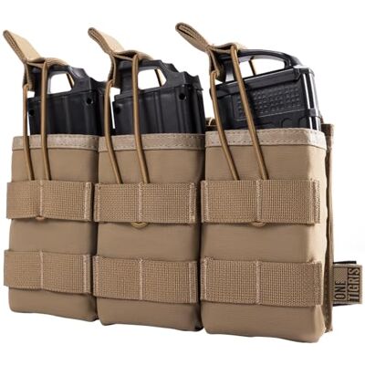 OneTigris Porte Chargeur Triple M4/M16/AK/AR/FAMAS La Pochette des Magasins Tactiques avec Molle pour Airsoft OneTigris Porte Chargeur Triple M4/M16/AK/AR/FAMAS La Pochette des Magasins Tactiques avec Molle pour Airsoft