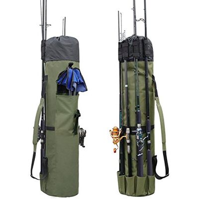 Allnice Sac de transport en toile durable pour canne à pêche et moulinet Peut contenir 5 bâtons et articles de pêche (vert kaki) Allnice Sac de transport en toile durable pour canne à pêche et moulinet Peut contenir 5 bâtons et articles de pêche (vert kaki)
