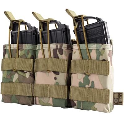 OneTigris Porte Chargeur Triple M4/M16/AK/AR/FAMAS La Pochette des Magasins Tactiques avec Molle pour Airsoft OneTigris Porte Chargeur Triple M4/M16/AK/AR/FAMAS La Pochette des Magasins Tactiques avec Molle pour Airsoft