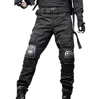 TACSIXTO Pantalon de combat tactique hommes avec genouilliers, Multi-Pocket Airsoft Paintball Pantalon pour la randonnée en plein air Chasse (BE, Alpha/lettres, XXL, Taille normale, Taille normale, Noir) TACSIXTO Pantalon de combat tactique hommes avec genouilliers, Multi-Pocket Airsoft Paintball Pantalon pour la randonnée en plein air Chasse (BE, Alpha/lettres, XXL, Taille normale, Taille normale, Noir)