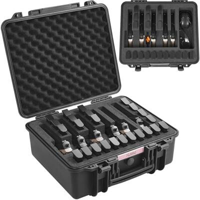 VEVOR Étui rigide de pistolet avec revêtement prédécoupé pour 6 pistolets résistant à l'eau et à la poussière, 491 x 434 x 211 mm, étui pour pistolet avec serrure pouvant être transporté en train VEVOR Étui rigide de pistolet avec revêtement prédécoupé pour 6 pistolets résistant à l'eau et à la poussière, 491 x 434 x 211 mm, étui pour pistolet avec serrure pouvant être transporté en train