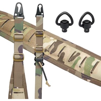 OneTigris Sangle de fusil à 2 points, sangle de 2,5 cm de large avec mousquetons interchangeables de style HK, longueur réglable de 56 à 70 pouces OneTigris Sangle de fusil à 2 points, sangle de 2,5 cm de large avec mousquetons interchangeables de style HK, longueur réglable de 56 à 70 pouces