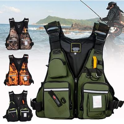 XNEOPP Gilet de pêche à la mouche Support Flottant Fiable Fermeture Boucle Sûre pour Adultes Pêche Rivière Lac Ruisseau(MilitaryGreen) XNEOPP Gilet de pêche à la mouche Support Flottant Fiable Fermeture Boucle Sûre pour Adultes Pêche Rivière Lac Ruisseau(MilitaryGreen)