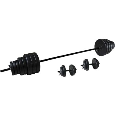 Tunturi Weight Sets Kit Barre à disques et haltères 50kg Noir Mixte Enfant, Black, 1 Tunturi Weight Sets Kit Barre à disques et haltères 50kg Noir Mixte Enfant, Black, 1