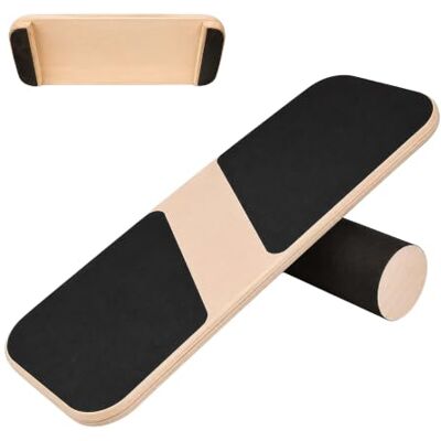 Relaxdays Planche d'équilibre antidérapante avec rouleau, naturel/noir butées, 3 x 74 x 28 cm Relaxdays Planche d'équilibre antidérapante avec rouleau, naturel/noir butées, 3 x 74 x 28 cm