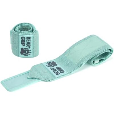 BEAR GRIP Bandages de poignet pour haltérophilie pour salle de sport Aqua Sangles de poignet robustes avec support sécurisé pour l'haltérophilie, la musculation, les entraînements de fitness et la BEAR GRIP Bandages de poignet pour haltérophilie pour salle de sport Aqua Sangles de poignet robustes avec support sécurisé pour l'haltérophilie, la musculation, les entraînements de fitness et la