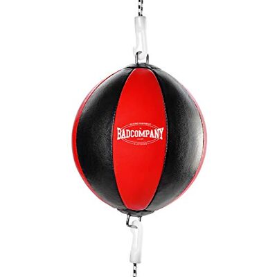 Bad Company Ballon double extrémité en cuir synthétique avec sangles élastiques I 25 cm de diamètre I Ballon de boxe pour l'entraînement de réflexion et de boxe Bad Company Ballon double extrémité en cuir synthétique avec sangles élastiques I 25 cm de diamètre I Ballon de boxe pour l'entraînement de réflexion et de boxe