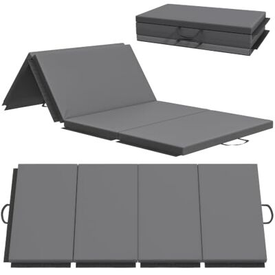 HOMCOM Tapis de gymnastique pliable, tapis gymnastique épais, avec poignée, tapis de sol pour yoga, mma, sport, fitness, pilates, revêtement synthétique HOMCOM Tapis de gymnastique pliable, tapis gymnastique épais, avec poignée, tapis de sol pour yoga, mma, sport, fitness, pilates, revêtement synthétique