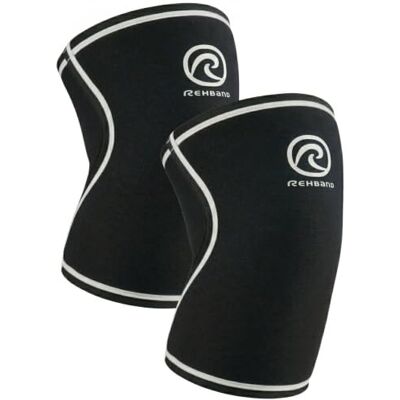 Rehband Genouillère pour sport de musculation 7 mm SBR/néoprène Flexible et antidérapante Genouillère de qualité pour homme et femme Couleur : noir Paire Taille : L Rehband Genouillère pour sport de musculation 7 mm SBR/néoprène Flexible et antidérapante Genouillère de qualité pour homme et femme Couleur : noir Paire Taille : L