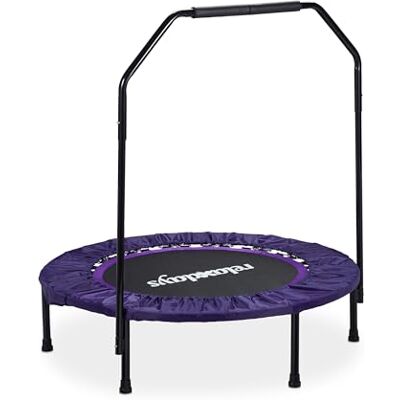 Relaxdays Mini-Trampoline Pliable Fitness Barre de Maintien Ø102 cm Max 120 kg Violet Relaxdays Mini-Trampoline Pliable Fitness Barre de Maintien Ø102 cm Max 120 kg Violet