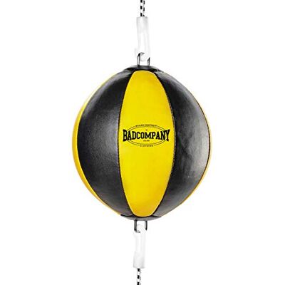 Bad Company Ballon double extrémité en cuir synthétique avec sangles élastiques I 25 cm de diamètre I Ballon de boxe pour l'entraînement de réflexion et de boxe Bad Company Ballon double extrémité en cuir synthétique avec sangles élastiques I 25 cm de diamètre I Ballon de boxe pour l'entraînement de réflexion et de boxe
