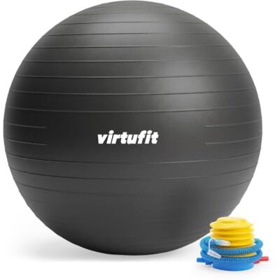 VirtuFit Ballon d'exercice Ballon de Pilates Anti-Burst Avec Pompe Gris 45 cm VirtuFit Ballon d'exercice Ballon de Pilates Anti-Burst Avec Pompe Gris 45 cm