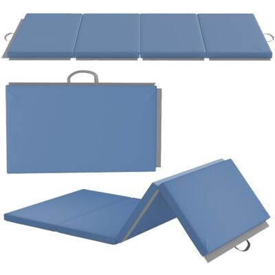 HOMCOM Tapis de gymnastique pliable, tapis gymnastique épais, avec poignée, tapis de sol pour yoga, mma, sport, fitness, pilates, revêtement synthétique HOMCOM Tapis de gymnastique pliable, tapis gymnastique épais, avec poignée, tapis de sol pour yoga, mma, sport, fitness, pilates, revêtement synthétique
