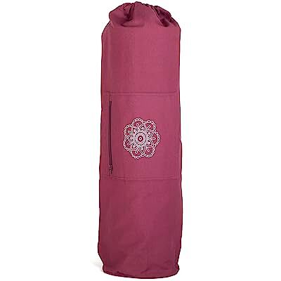 Bodhi Surya Bag Cotton Grand sac de yoga, pour tapis de yoga et tapis de yoga, 100 % coton, format XL, avec motif mandala, aubergine Bodhi Surya Bag Cotton Grand sac de yoga, pour tapis de yoga et tapis de yoga, 100 % coton, format XL, avec motif mandala, aubergine