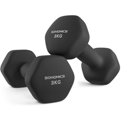 SONGMICS Haltères, Hexagonaux Antidérapants, 2 x 3 kg Poids de musculation, 20 x 9 x 8,5 cm, Fonte, perte de poids, entraînement, Noir, Collection Stefan, SYL906B101 SONGMICS Haltères, Hexagonaux Antidérapants, 2 x 3 kg Poids de musculation, 20 x 9 x 8,5 cm, Fonte, perte de poids, entraînement, Noir, Collection Stefan, SYL906B101