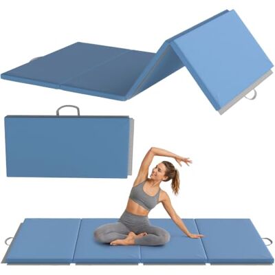 HOMCOM Tapis de gymnastique pliable, tapis gymnastique épais, avec poignée, tapis de sol pour yoga, mma, sport, fitness, pilates, revêtement synthétique HOMCOM Tapis de gymnastique pliable, tapis gymnastique épais, avec poignée, tapis de sol pour yoga, mma, sport, fitness, pilates, revêtement synthétique
