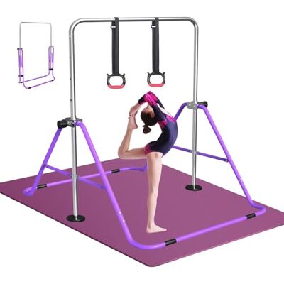 FBSPORT Barre de Gymnastique Enfant Pliable avec Hauteur Réglable Et Anneaux Barre de gymnastique à 5 niveaux de hauteur, pliable et peu encombrante, avec anneaux de gymnastique FBSPORT Barre de Gymnastique Enfant Pliable avec Hauteur Réglable Et Anneaux Barre de gymnastique à 5 niveaux de hauteur, pliable et peu encombrante, avec anneaux de gymnastique