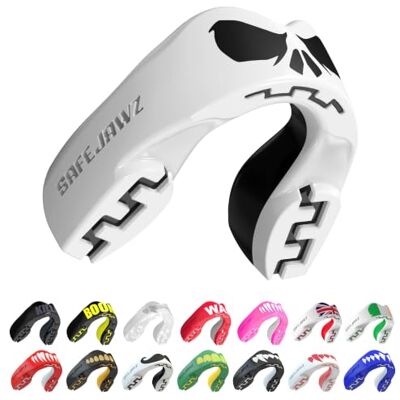 SAFEJAWZ Protège-dents pour adultes et enfants pour tous les sports de contact, y compris le rugby, le MMA, les arts martiaux, le kickboxing, le judo, le hockey et la boxe (Skull, Adulte (12+ ans) SAFEJAWZ Protège-dents pour adultes et enfants pour tous les sports de contact, y compris le rugby, le MMA, les arts martiaux, le kickboxing, le judo, le hockey et la boxe (Skull, Adulte (12+ ans)