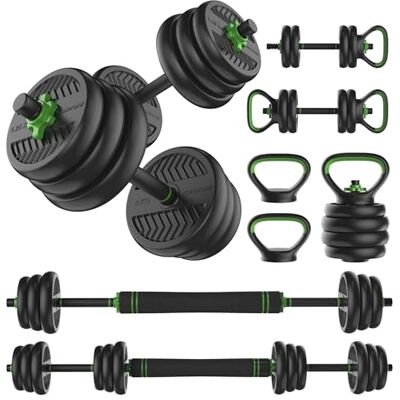 Tunturi Haltères et poids en caoutchouc Ensemble d'haltères 20-28 kg Barre avec poids Ensemble de barre Fermeture à vis 30 mm Poignée antidérapante Tunturi Haltères et poids en caoutchouc Ensemble d'haltères 20-28 kg Barre avec poids Ensemble de barre Fermeture à vis 30 mm Poignée antidérapante