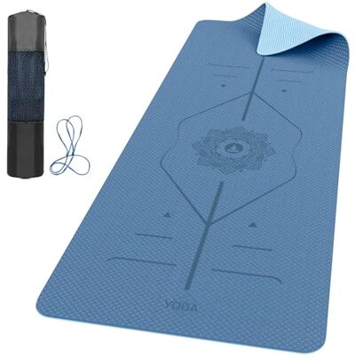 ROMIX Tapis Yoga Epais 6 mm avec Des Repères D’alignement du Corps, Antidérapant Tapis de Sport Fitness a La Maison, Premium Yoga Mat avec Sac Yoga et Sangle de Transport, Idéal au Pilates et Fitness ROMIX Tapis Yoga Epais 6 mm avec Des Repères D’alignement du Corps, Antidérapant Tapis de Sport Fitness a La Maison, Premium Yoga Mat avec Sac Yoga et Sangle de Transport, Idéal au Pilates et Fitness