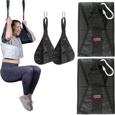 MuscleForge Sangles abdominaux pour entraînement abdominal, AB straps pour suspendre à la barre de traction, Ceintures pour lever les jambes, jeu de 2 avec sangles de fixation et mousquetons MuscleForge Sangles abdominaux pour entraînement abdominal, AB straps pour suspendre à la barre de traction, Ceintures pour lever les jambes, jeu de 2 avec sangles de fixation et mousquetons