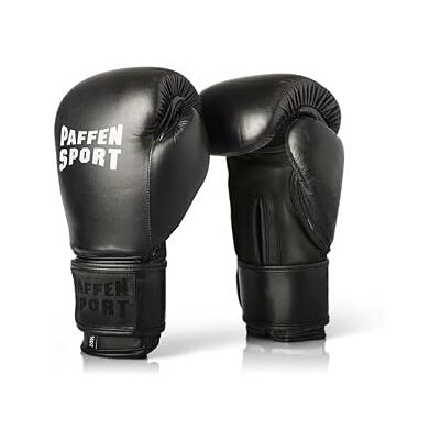 Paffen Sport «Pro Klett» Gants de Boxe en Cuir véritable pour Le Sparring et l'entraînement – noir/blanc – 18oz Paffen Sport «Pro Klett» Gants de Boxe en Cuir véritable pour Le Sparring et l'entraînement – noir/blanc – 18oz