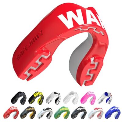 SAFEJAWZ Protège-dents pour adultes et enfants pour tous les sports de contact, y compris le rugby, MMA, arts martiaux, kickboxing, judo, hockey et boxe (War, Junior (jusqu'à 11 ans) SAFEJAWZ Protège-dents pour adultes et enfants pour tous les sports de contact, y compris le rugby, MMA, arts martiaux, kickboxing, judo, hockey et boxe (War, Junior (jusqu'à 11 ans)