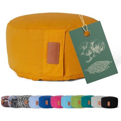 #DoYourYoga Coussin de yoga « Vishnu » avec fermeture à cordon et garnissage en sarrasin bio – Hauteur 15 cm / Diamètre 30 cm – Lavable en machine Coussin d'assise pour méditation Jaune curry #DoYourYoga Coussin de yoga « Vishnu » avec fermeture à cordon et garnissage en sarrasin bio – Hauteur 15 cm / Diamètre 30 cm – Lavable en machine Coussin d'assise pour méditation Jaune curry