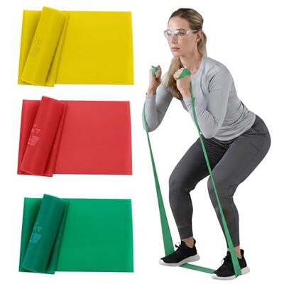 Theraband Lot de bandes de résistance pour exercice, physiothérapie, entraînements/gym, entraînement de force à la maison, jaune, rouge et vert, lumière Theraband Lot de bandes de résistance pour exercice, physiothérapie, entraînements/gym, entraînement de force à la maison, jaune, rouge et vert, lumière