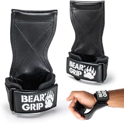 BEAR GRIP Multi Grip Straps/Haken, Premium Zware gewichtheffenbanden/handschoenen (Standaard Rubber) BEAR GRIP Multi Grip Straps/Haken, Premium Zware gewichtheffenbanden/handschoenen (Standaard Rubber)