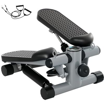 SPORTNOW Mini Stepper de Fitness pour la Maison, Machine de Step, Appareil de Fitness avec Bandes de résistance, écran LCD et pédales antidérapantes, Charge 100 kg, Gris SPORTNOW Mini Stepper de Fitness pour la Maison, Machine de Step, Appareil de Fitness avec Bandes de résistance, écran LCD et pédales antidérapantes, Charge 100 kg, Gris
