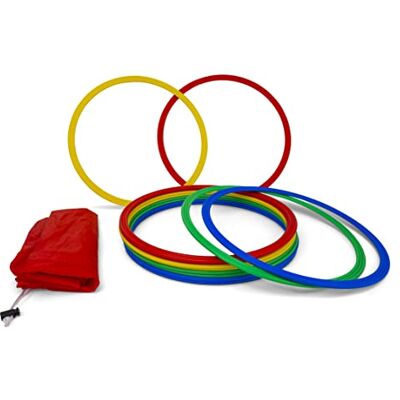 HAEST Lot de 12 anneaux d'agilité multicolores Rouge Bleu Jaune Vert Fitness Coordination Gymnastique Entraînement HAEST Lot de 12 anneaux d'agilité multicolores Rouge Bleu Jaune Vert Fitness Coordination Gymnastique Entraînement