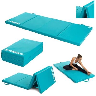 TREXO X Tapis de gymnastique pliable 4 pièces En cuir synthétique et mousse EPE Pliable avec poignées de transport Antidérapant pour l'entraînement, le yoga et la chambre d'enfant TREXO X Tapis de gymnastique pliable 4 pièces En cuir synthétique et mousse EPE Pliable avec poignées de transport Antidérapant pour l'entraînement, le yoga et la chambre d'enfant