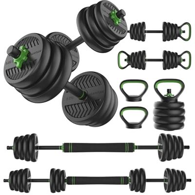 Tunturi Haltères et poids en caoutchouc Ensemble d'haltères 20-28 kg Barre avec poids Ensemble de barre Fermeture à vis 30 mm Poignée antidérapante Tunturi Haltères et poids en caoutchouc Ensemble d'haltères 20-28 kg Barre avec poids Ensemble de barre Fermeture à vis 30 mm Poignée antidérapante