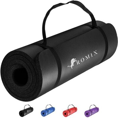 ROMIX Tapis Yoga Epais 10MM, Premium Antidérapant Tapis de Sport avec Sangle De Transport, Parfait pour Maison, Pilates, Gym, Meditation, Camping, Sport 180x60cm Résistant à la Transpiration Yoga Mat ROMIX Tapis Yoga Epais 10MM, Premium Antidérapant Tapis de Sport avec Sangle De Transport, Parfait pour Maison, Pilates, Gym, Meditation, Camping, Sport 180x60cm Résistant à la Transpiration Yoga Mat