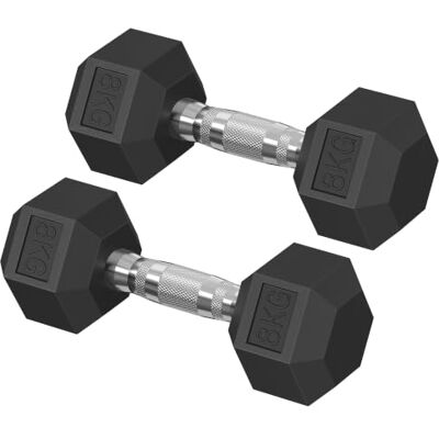 SONGMICS Lot de 2 Haltères Hexagonaux en Fonte, 2 x 8 kg Poids de Musculation, 29,8 x 12,4 x 10,7 cm, Poignée Antidérapante, Fitness à Domicile, Noir, Collection STEFAN SYL080B101 SONGMICS Lot de 2 Haltères Hexagonaux en Fonte, 2 x 8 kg Poids de Musculation, 29,8 x 12,4 x 10,7 cm, Poignée Antidérapante, Fitness à Domicile, Noir, Collection STEFAN SYL080B101