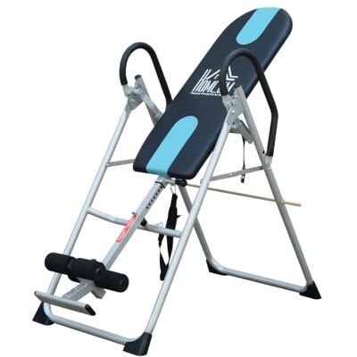 HOMCOM Table d'Inversion Ceinture de Sécurité Réglable Acier Argent Noir de Musculation, Pliable, pour le Dos HOMCOM Table d'Inversion Ceinture de Sécurité Réglable Acier Argent Noir de Musculation, Pliable, pour le Dos