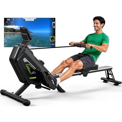 Klyzoom Rameur pour la maison 16 niveaux de résistance, rameur magnétique silencieux avec application, capacité de charge de 160 kg, montage facile, compact et peu encombrant Klyzoom Rameur pour la maison 16 niveaux de résistance, rameur magnétique silencieux avec application, capacité de charge de 160 kg, montage facile, compact et peu encombrant